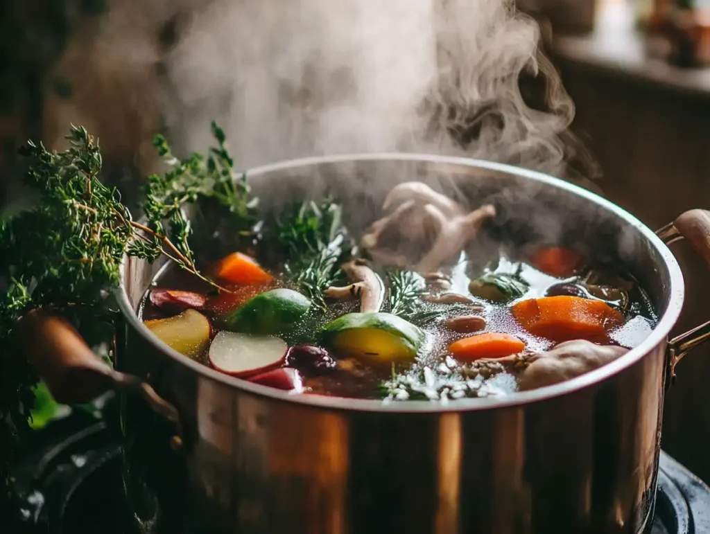 Can You Make Soup with Beef Bones? 2 u5778331574 A pot of simmering broth with visible soup bones e2113363 261b 4632 8354 5b6bdcd2b2f0 3 optimized Can You Make Soup with Beef Bones?