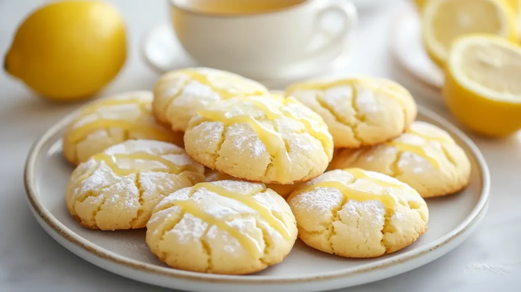 Served Lemon Cookies with Glaze