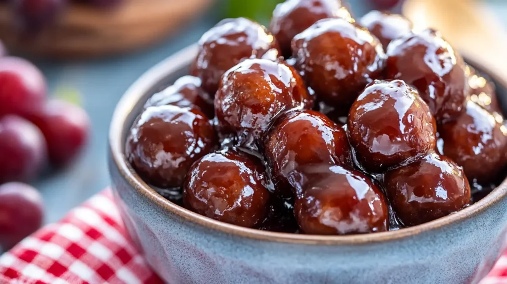 Sweet & Tangy BBQ Meatballs with Grape Jelly
