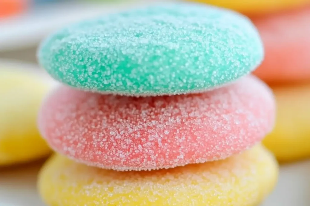 Colorful Easter Jello Cookies on a plate.